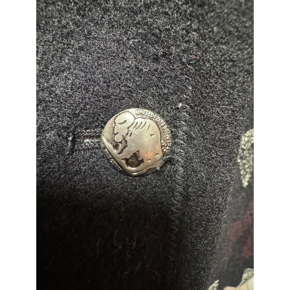 VTG Chicos Jacket Womens M Black Wool Blend Southwestern Buffalo Nickel Button - Picture 5 of 8
